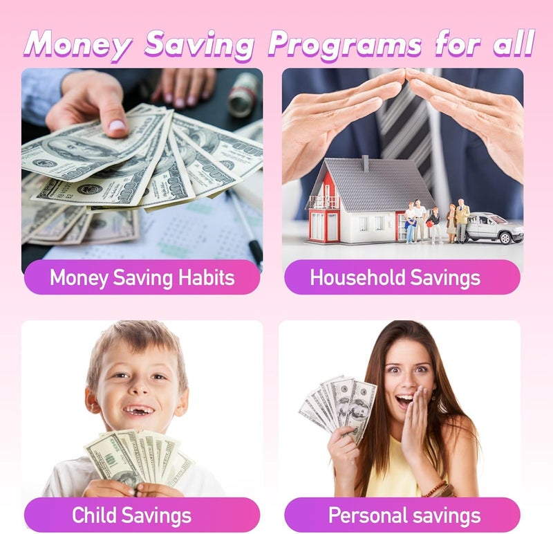gusutide 100 Envelope Savings Challenge Binder, Money Saving Binder with Cash Envelopes, from 30 Days to 52 Weeks, to Save $500,$5,050 and $10,000, back to school supplies,gift for children (light pink-A6) - Image 5